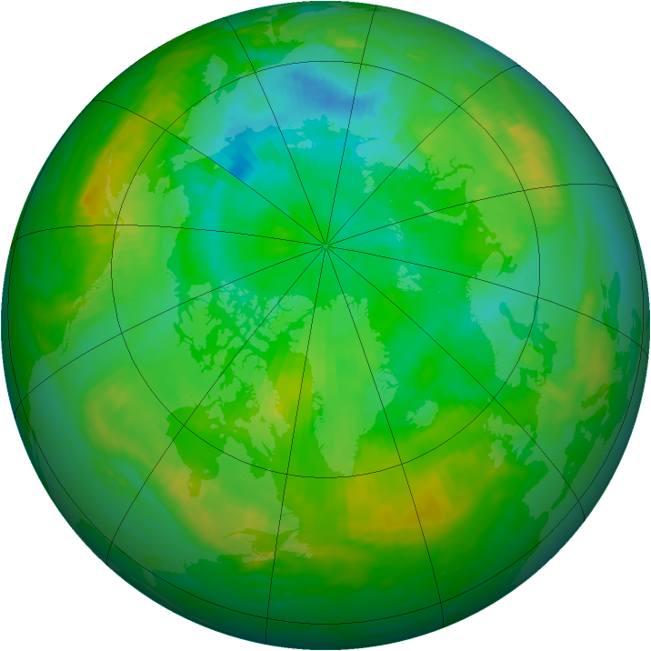 Arctic ozone map for 02 August 1991